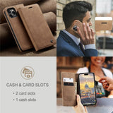 CaseMe iPhone 15 Pro Max - Retro Flip -ruskea suojakotelo