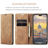 CaseMe iPhone 15 Pro Max - Retro Flip -ruskea suojakotelo
