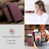 CaseMe iPhone 15 Pro Max -retro-läppäkotelo, punainen