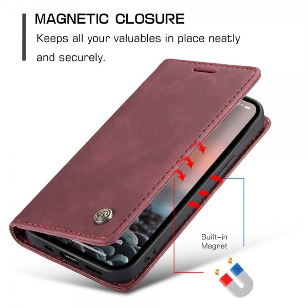 CaseMe iPhone 15 Pro Max -retro-läppäkotelo, punainen