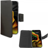 Celly iPhone 15 Pro Max -kotelo Wally Wallet Case Musta