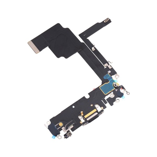 iPhone 15 Pro Max -latausliitin joustokaapelilla - musta