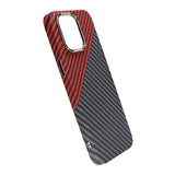 iPhone 15 Pro Max Kuori Hiilikuitukuvio Musta Punainen