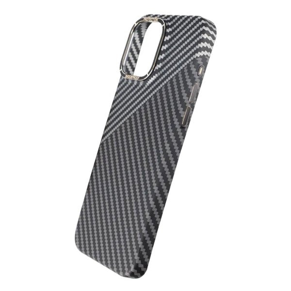 iPhone 15 Pro Max Kuori Hiilikuitukuvio Musta Valkoinen