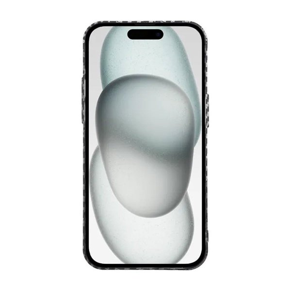 iPhone 15 Pro Max Kuori Hiilikuitukuvio Musta Valkoinen