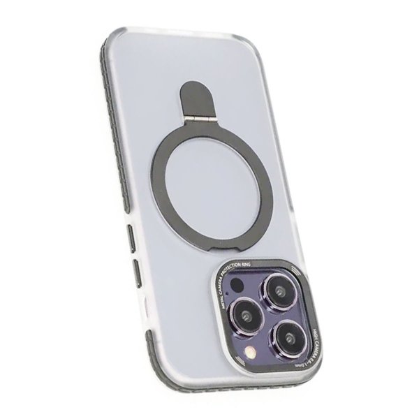 iPhone 15 Pro Max Kuori MagSafe Ulospäin taitettava jalustalla Harmaa
