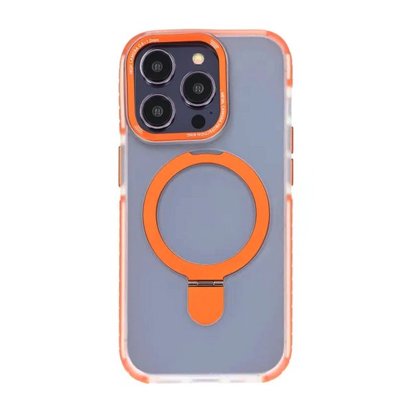 iPhone 15 Pro Max Kuori MagSafe Taitettava Jalusta Oranssi