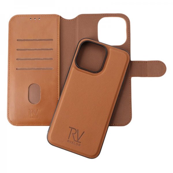 Rvelon iPhone 15 Pro Max -kotelo, magneettinen, irrotettava kuori, ruskea
