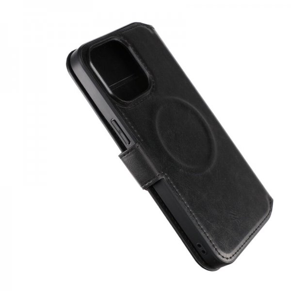 Rvelon iPhone 15 Pro Max Kuori 4 Korttipaikkaa MagSafe Musta