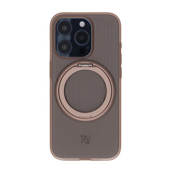 Rvelon iPhone 15 Pro Max Kuori Pyörivä MagSafe Jalusta Ruskea