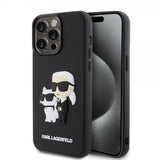 Karl Lagerfeld iPhone 15 Pro Max -suojakuori 3D Rubber Karl & Choupette Musta