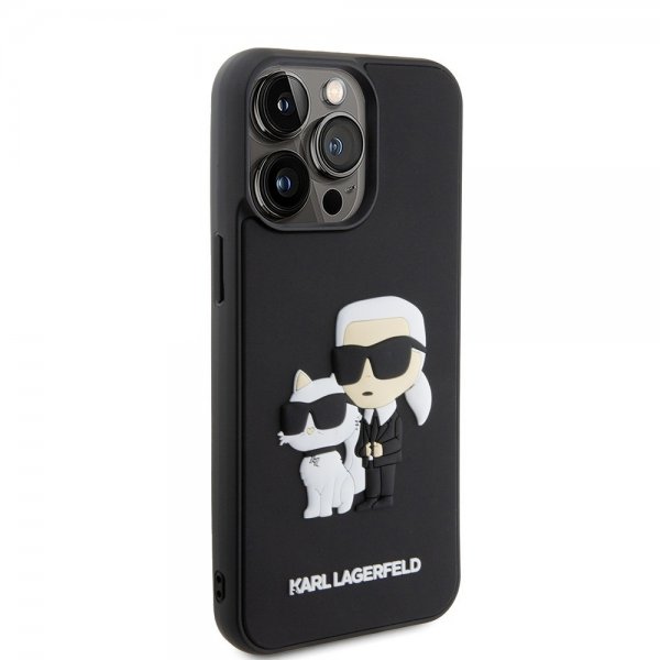 Karl Lagerfeld iPhone 15 Pro Max -suojakuori 3D Rubber Karl & Choupette Musta