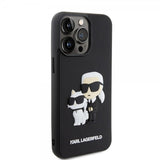 Karl Lagerfeld iPhone 15 Pro Max -suojakuori 3D Rubber Karl & Choupette Musta