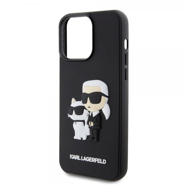 Karl Lagerfeld iPhone 15 Pro Max -suojakuori 3D Rubber Karl & Choupette Musta