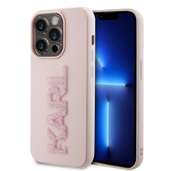 Karl Lagerfeld iPhone 15 Pro Max -suojakuori 3D Rubber Karl Pink