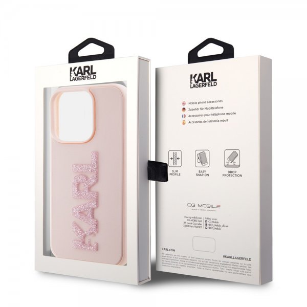 Karl Lagerfeld iPhone 15 Pro Max -suojakuori 3D Rubber Karl Pink