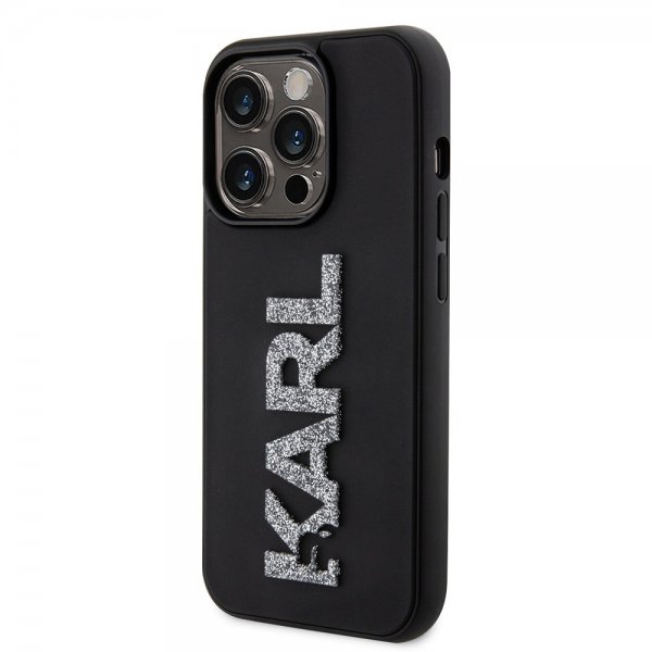 Karl Lagerfeld iPhone 15 Pro Max Kuori 3D Rubber Karl Musta