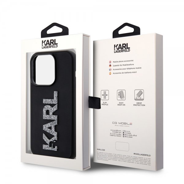 Karl Lagerfeld iPhone 15 Pro Max Kuori 3D Rubber Karl Musta
