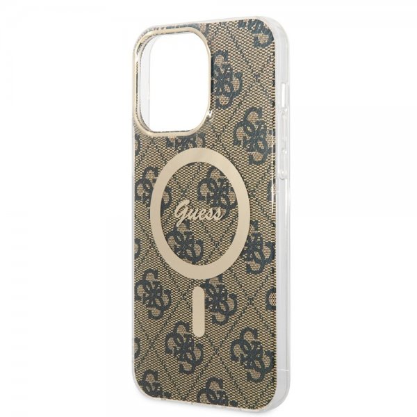 Guess iPhone 15 Pro Max Kuori 4G Pattern MagSafe Ruskea