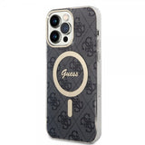Guess iPhone 15 Pro Max Kuori 4G Pattern MagSafe Musta