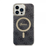 Guess iPhone 15 Pro Max Kuori 4G Pattern MagSafe Musta