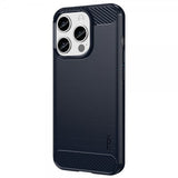 Mofi iPhone 15 Pro Max -kuori harjatulla hiilikuitutekstuurilla, sininen