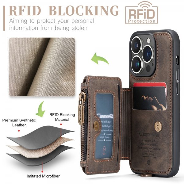 CaseMe iPhone 15 Pro Max Kuori C20-sarja Kahvi