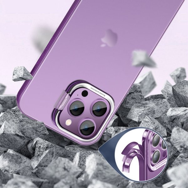 X-Level iPhone 15 Pro Max Kuori Kameralinssisuojalla Jalusta Liila