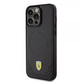 Ferrari iPhone 15 Pro Max Kuori Carbon PU-nahka MagSafe Musta