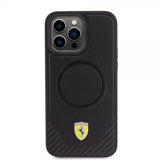 Ferrari iPhone 15 Pro Max Kuori Carbon PU-nahka MagSafe Musta