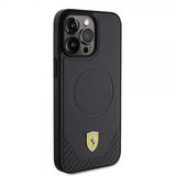 Ferrari iPhone 15 Pro Max Kuori Carbon PU-nahka MagSafe Musta