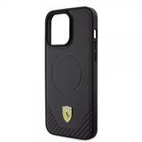 Ferrari iPhone 15 Pro Max Kuori Carbon PU-nahka MagSafe Musta