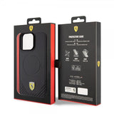 Ferrari iPhone 15 Pro Max Kuori Carbon PU-nahka MagSafe Musta