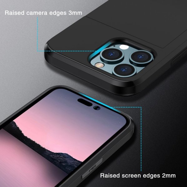 iPhone 15 Pro Max Kuori Card Slide Musta