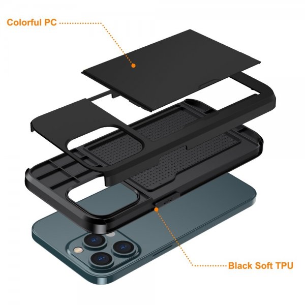 iPhone 15 Pro Max Kuori Card Slide Musta