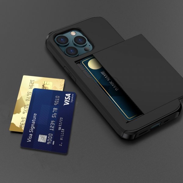 iPhone 15 Pro Max Kuori Card Slide Musta