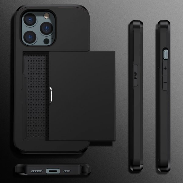 iPhone 15 Pro Max Kuori Card Slide Musta