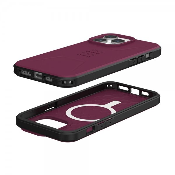Urban Armor Gear (UAG) iPhone 15 Pro Max Kuori Civilian MagSafe Bordeaux