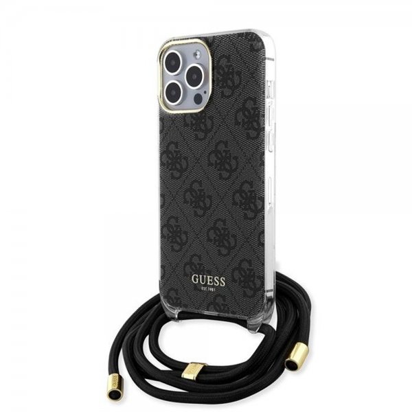 Guess iPhone 15 Pro Max Kuori Crossbody Cord Musta