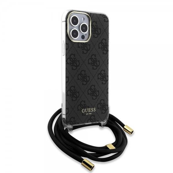 Guess iPhone 15 Pro Max Kuori Crossbody Cord Musta