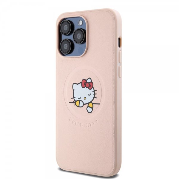Hello Kitty iPhone 15 Pro Max Kuori Debossed Logo MagSafe Pinkki