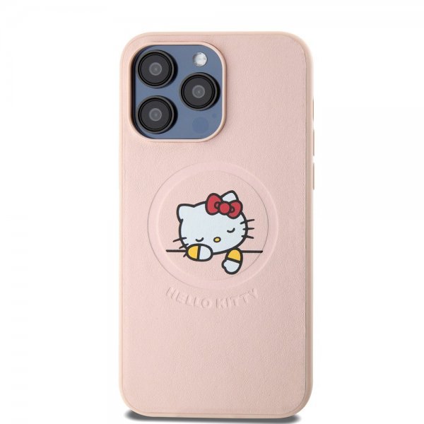 Hello Kitty iPhone 15 Pro Max Kuori Debossed Logo MagSafe Pinkki