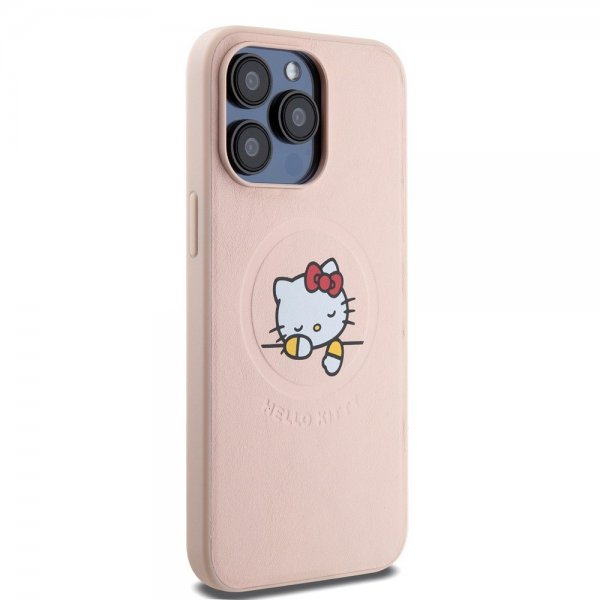 Hello Kitty iPhone 15 Pro Max Kuori Debossed Logo MagSafe Pinkki