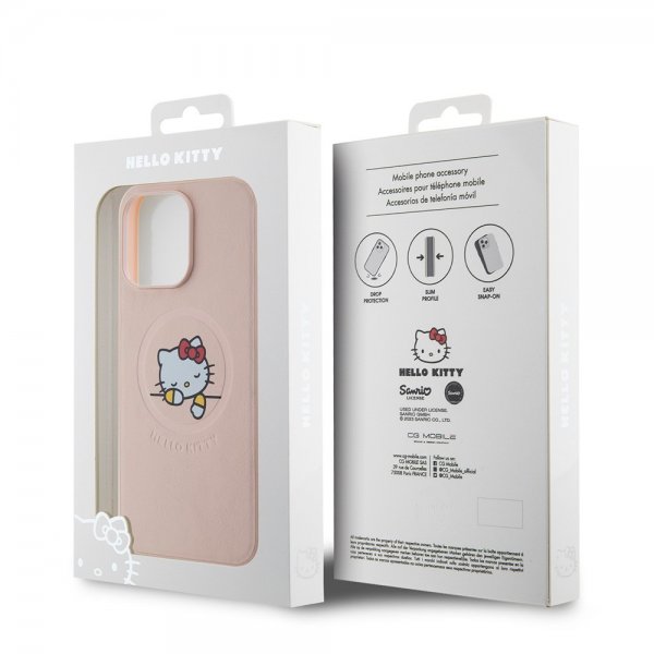 Hello Kitty iPhone 15 Pro Max Kuori Debossed Logo MagSafe Pinkki