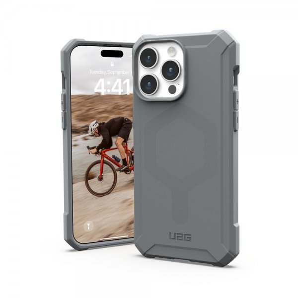 Urban Armor Gear (UAG) iPhone 15 Pro Max Essential Armor MagSafe -suojakuori, hopea
