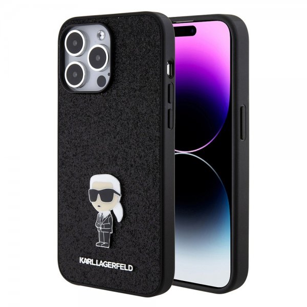 Karl Lagerfeld iPhone 15 Pro Max -suojakuori, Fixed Glitter, musta