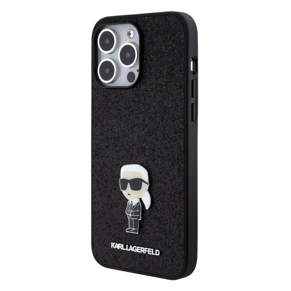 Karl Lagerfeld iPhone 15 Pro Max -suojakuori, Fixed Glitter, musta