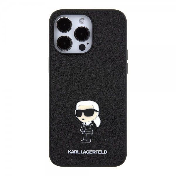 Karl Lagerfeld iPhone 15 Pro Max -suojakuori, Fixed Glitter, musta