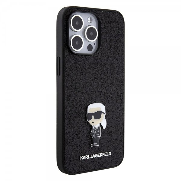 Karl Lagerfeld iPhone 15 Pro Max -suojakuori, Fixed Glitter, musta