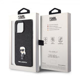 Karl Lagerfeld iPhone 15 Pro Max -suojakuori, Fixed Glitter, musta